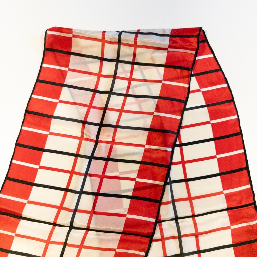 Silk Scarf Lot 4 Pieces Square Rectangular Stripe Plaid Animal Vera Isa Ginnie - Picture 12 of 16